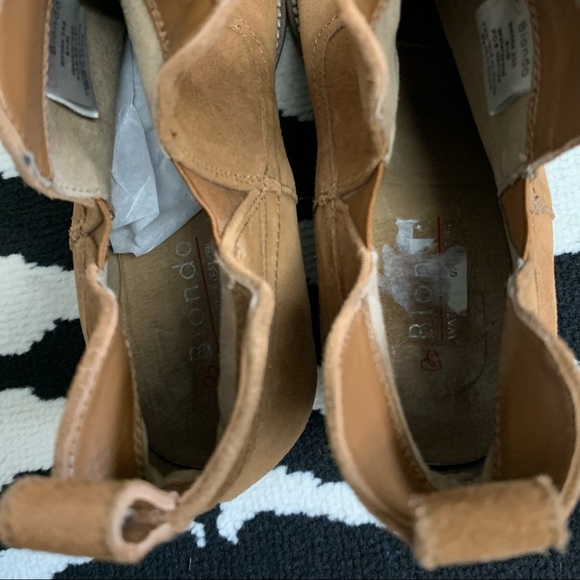 Blondo Irving Waterproof Suede Wedge Bootie In Cognac Size 9.5 - Picture 11 of 13